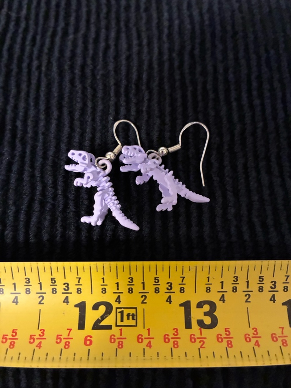 Lilac Dinosaur Dangle Earrings for Kids - Cute Jurassic Accessory